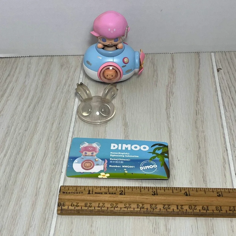 Pop Mart Dimoo Where We Go Series Sightseeing Submarine Cat Hat Pink Blue Wheels